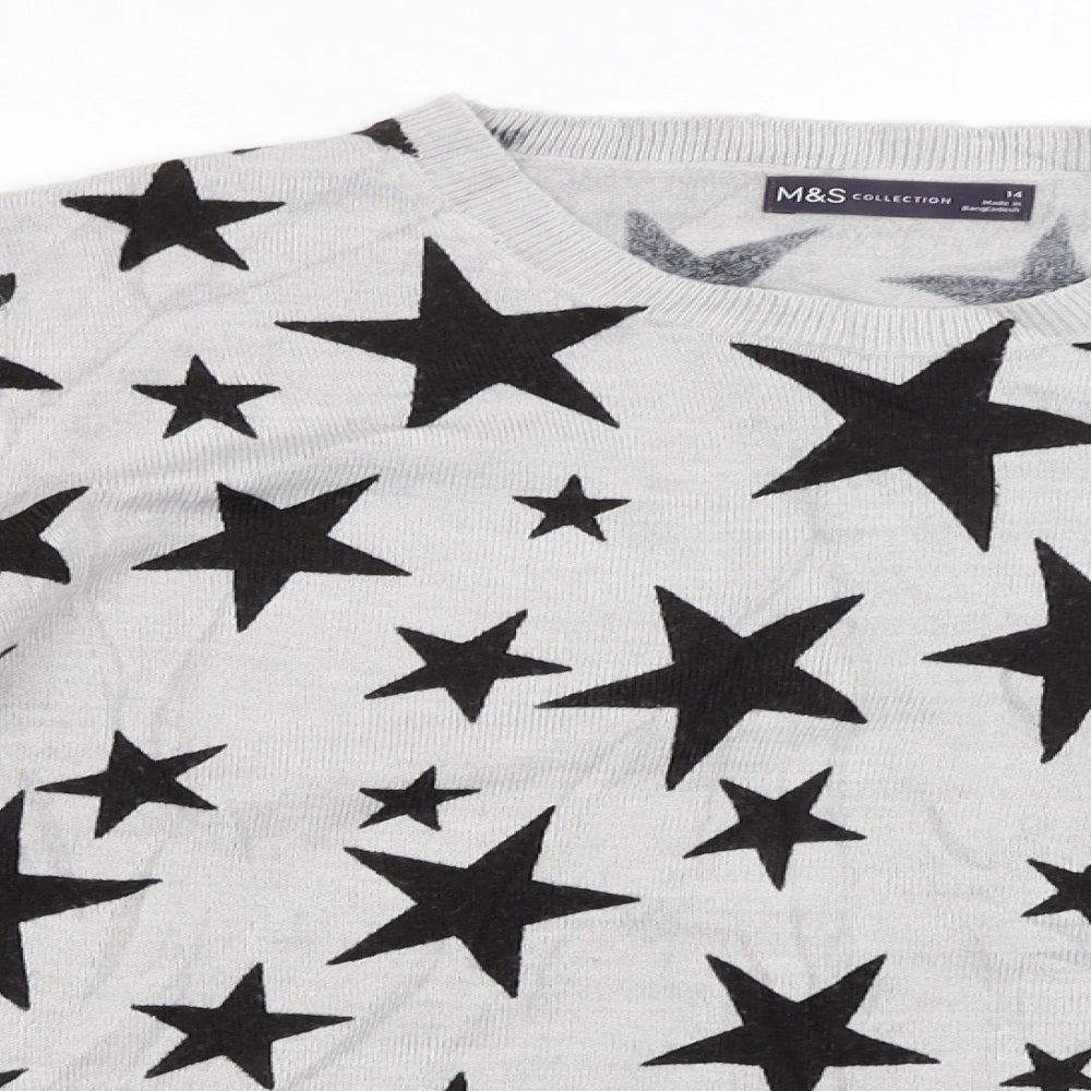 M&S Womens Grey   Pullover Jumper Size 14  - Stars