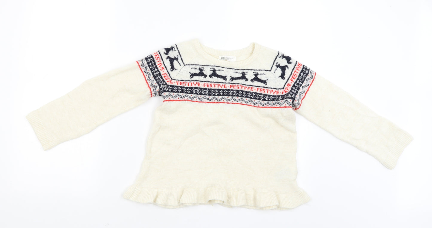 H&M Girls Beige   Pullover Jumper Size 9-10 Years