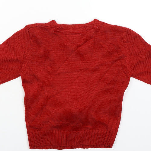 Primark Girls Red   Pullover Jumper Size 3-4 Years  - Jingle Bells