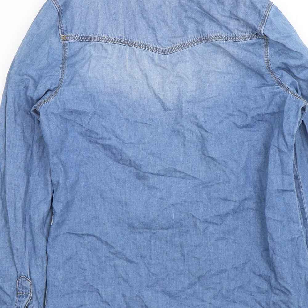 New Look Womens Blue  Denim Basic Button-Up Size 8
