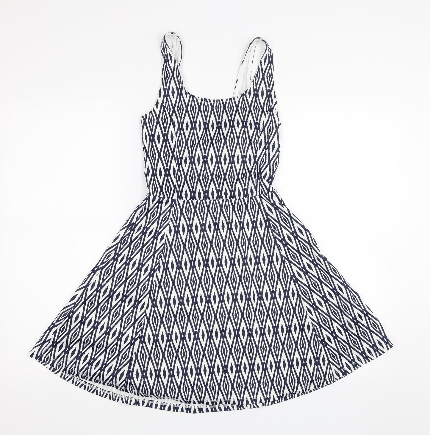 Divided Womens Blue Geometric  Skater Dress  Size 6