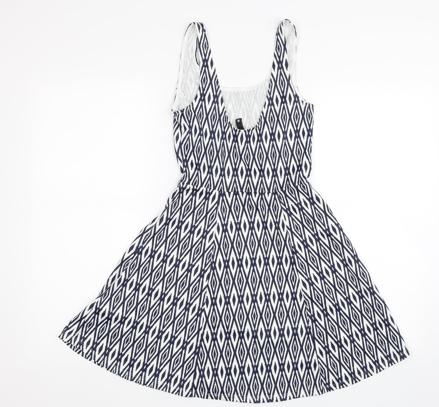 Divided Womens Blue Geometric  Skater Dress  Size 6