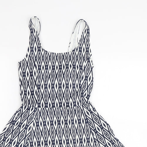 Divided Womens Blue Geometric  Skater Dress  Size 6