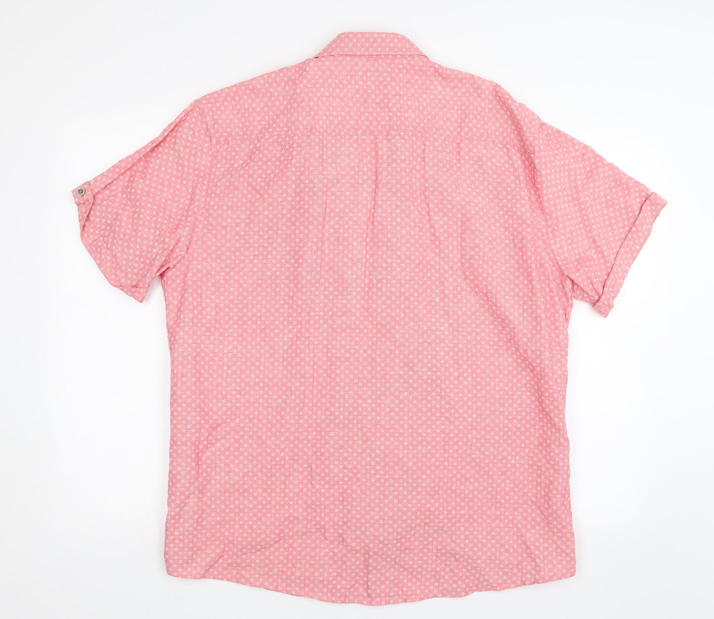 F&F Mens Pink Floral   Button-Up Size L