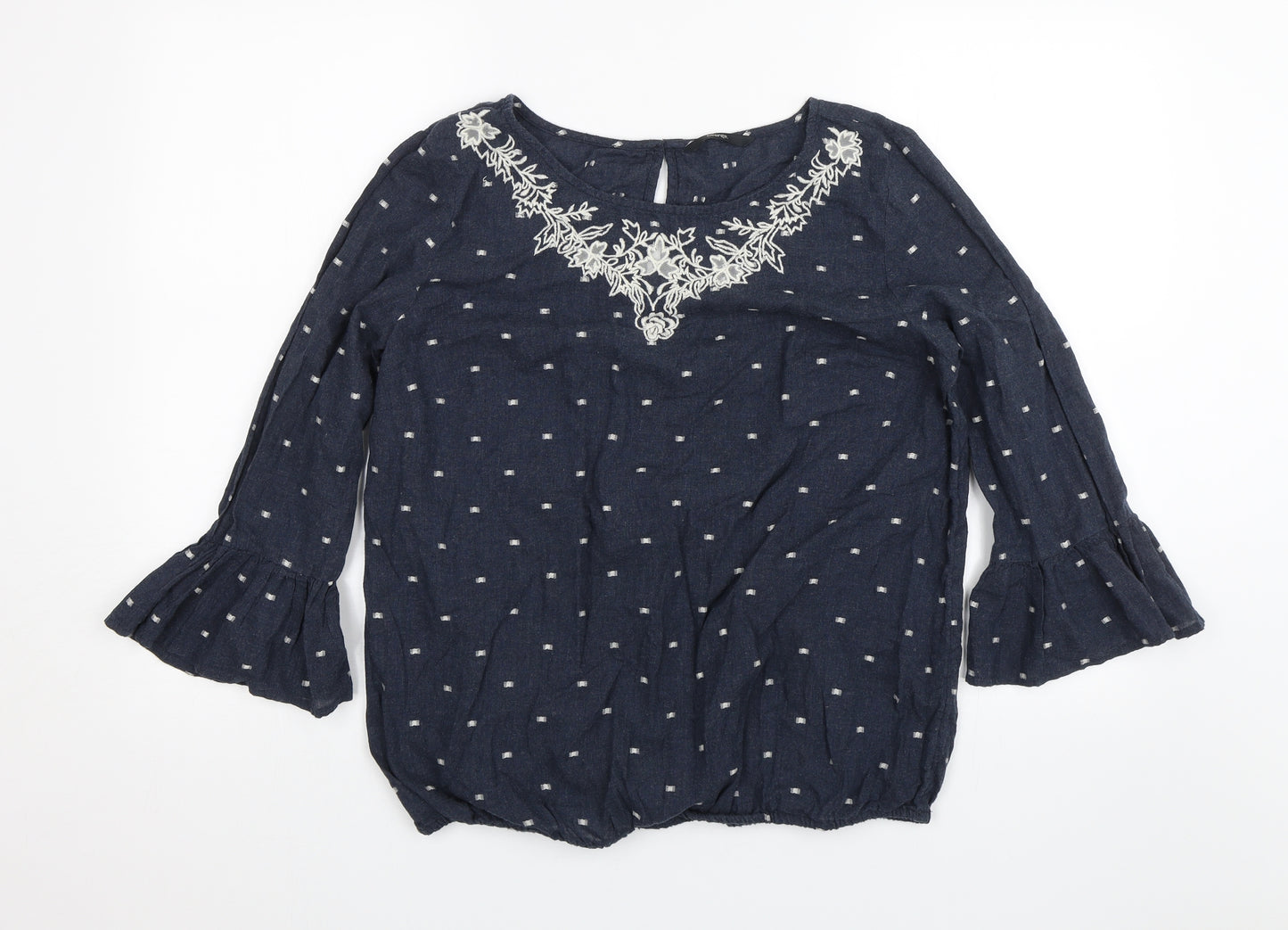 George Womens Blue Floral  Basic Blouse Size 14