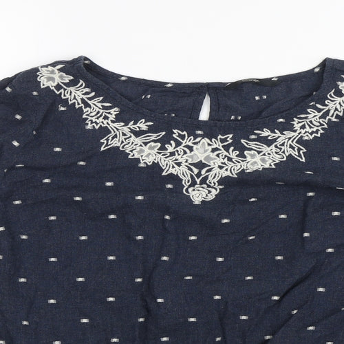 George Womens Blue Floral  Basic Blouse Size 14