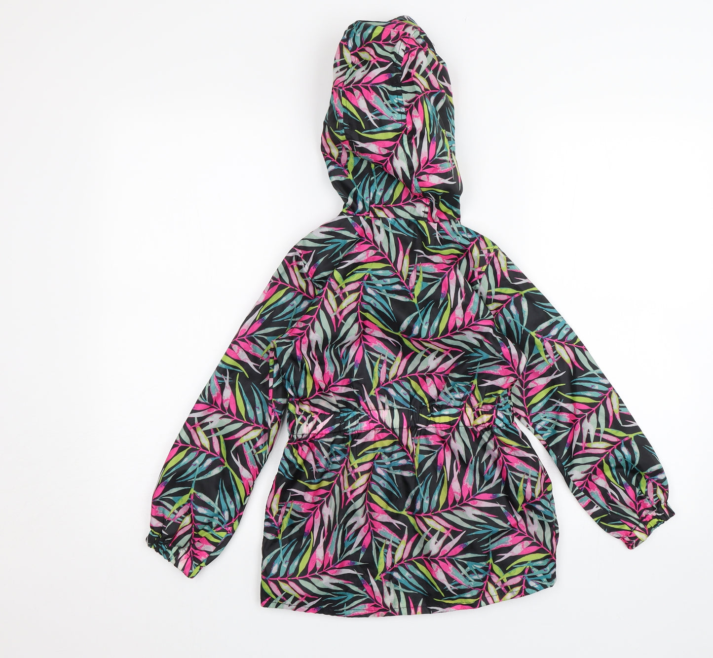Miss e-vie Girls Black Floral  Rain Coat Jacket Size 6-7 Years
