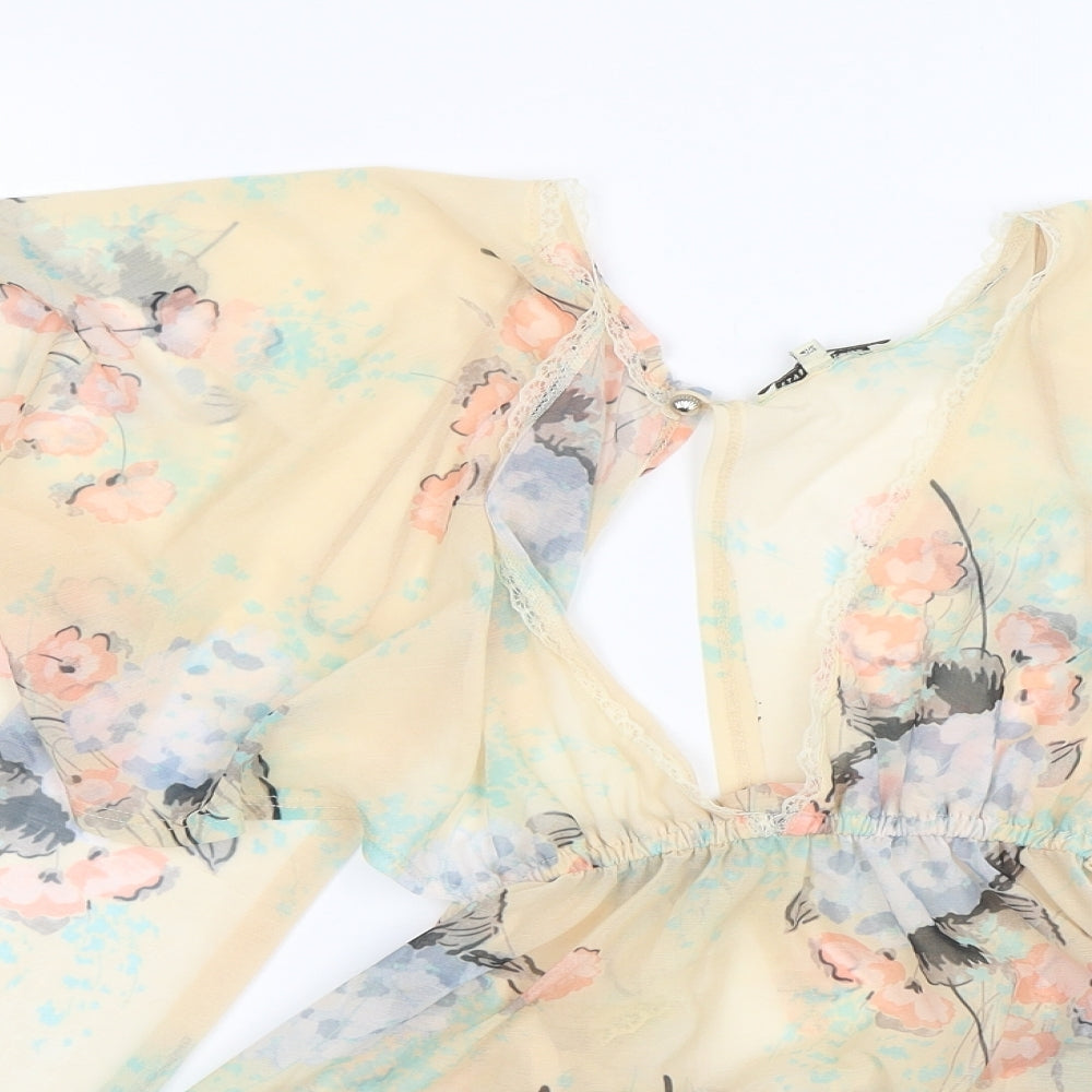 River Island Womens Yellow Floral  Basic Blouse Size 8