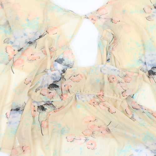 River Island Womens Yellow Floral  Basic Blouse Size 8