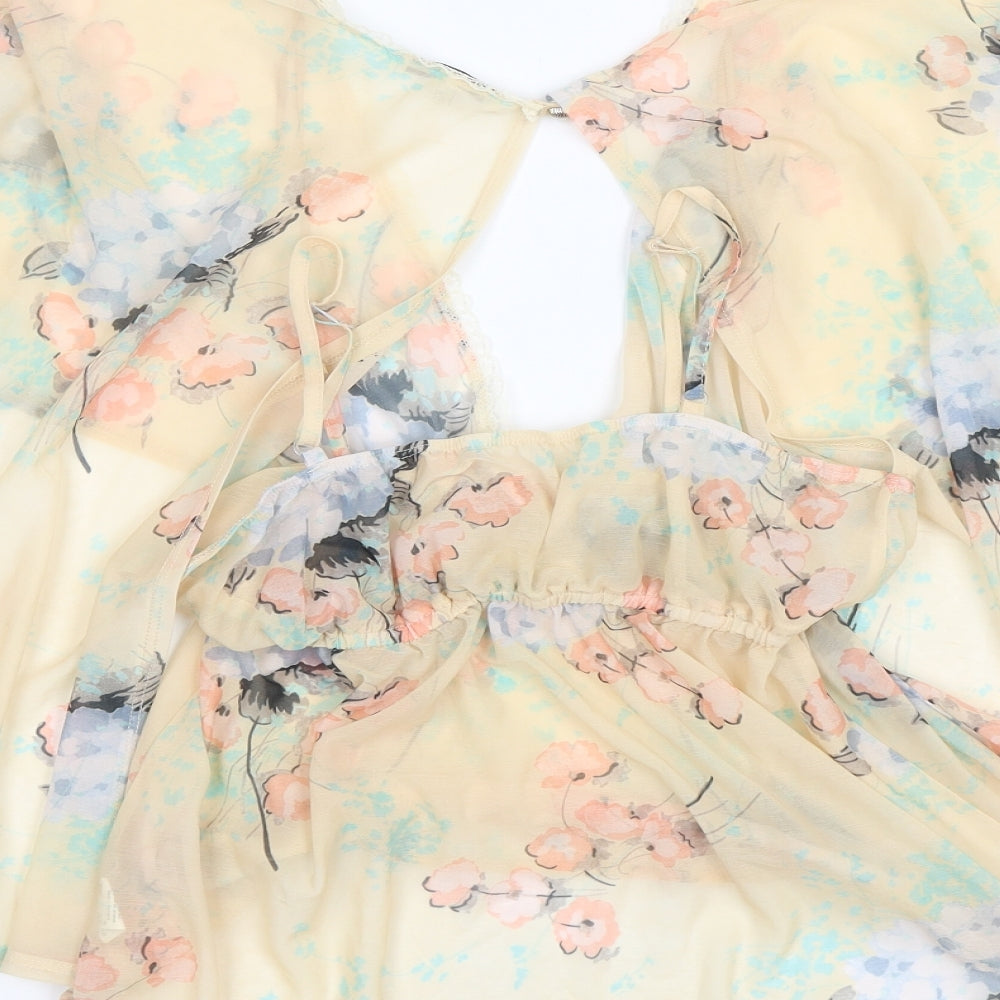 River Island Womens Yellow Floral  Basic Blouse Size 8