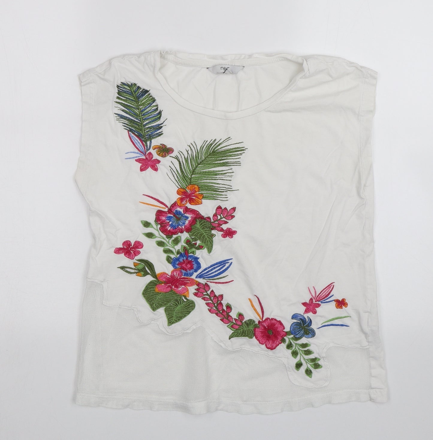 NEXT Womens White Floral  Basic Blouse Size 8