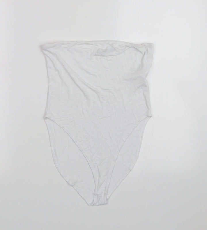 Boohoo Womens White Bodysuit One-Piece Size 10