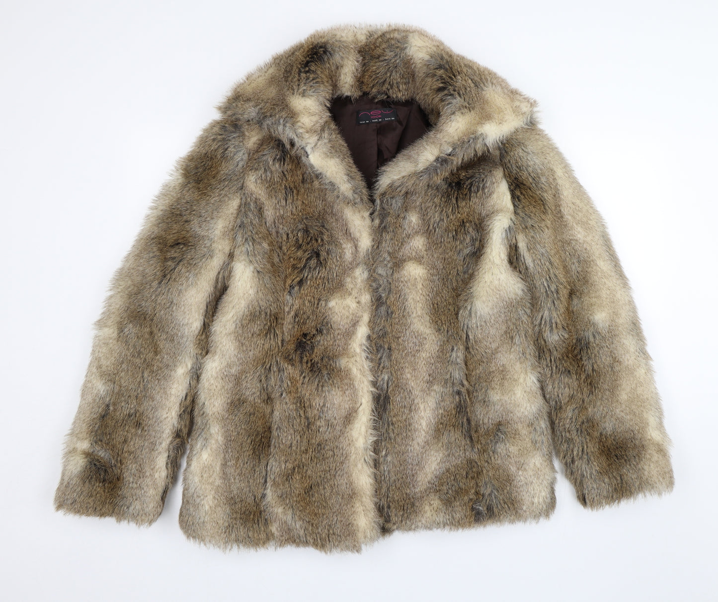 New Look Womens Brown   Overcoat Jacket Size 10  - fur coat