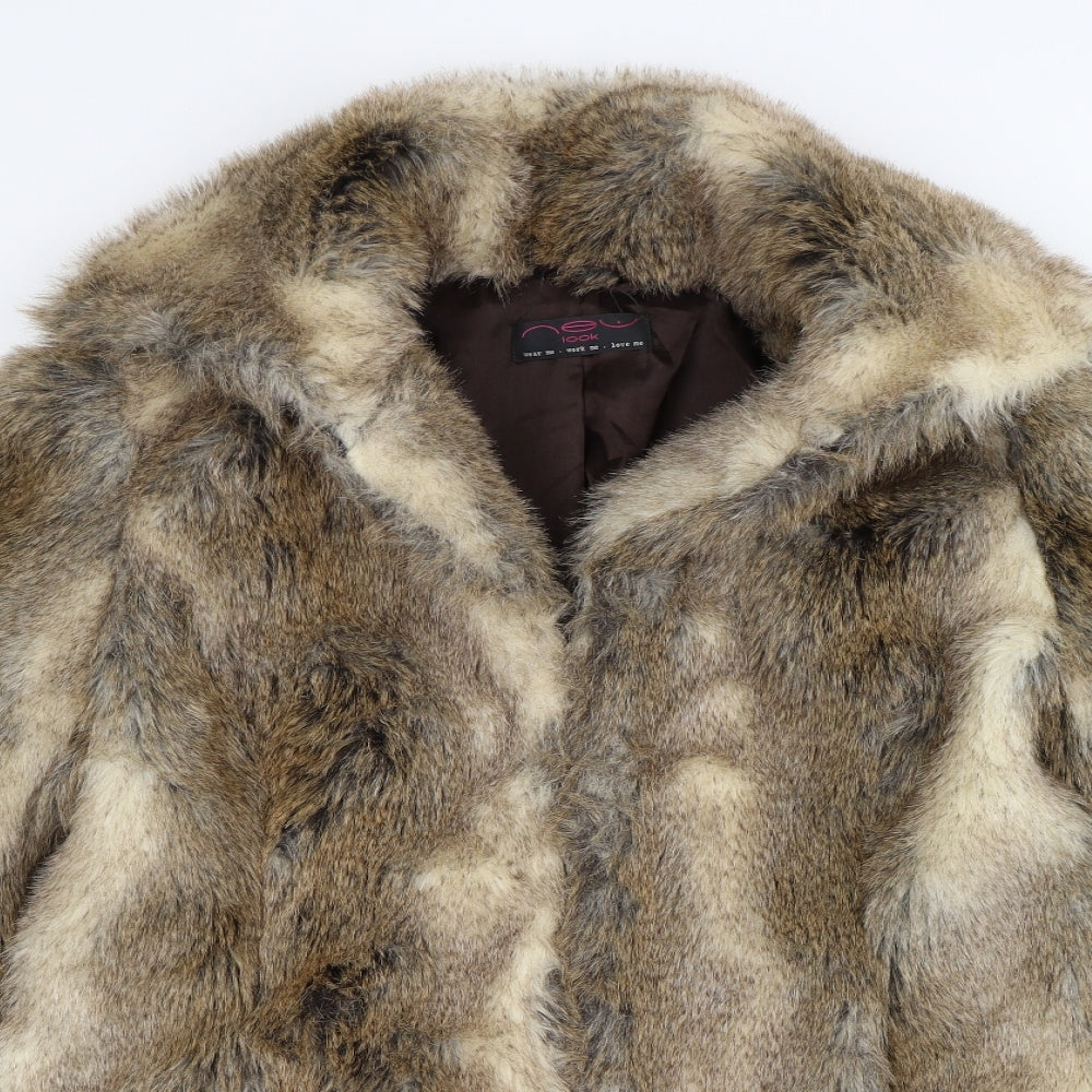 New Look Womens Brown   Overcoat Jacket Size 10  - fur coat