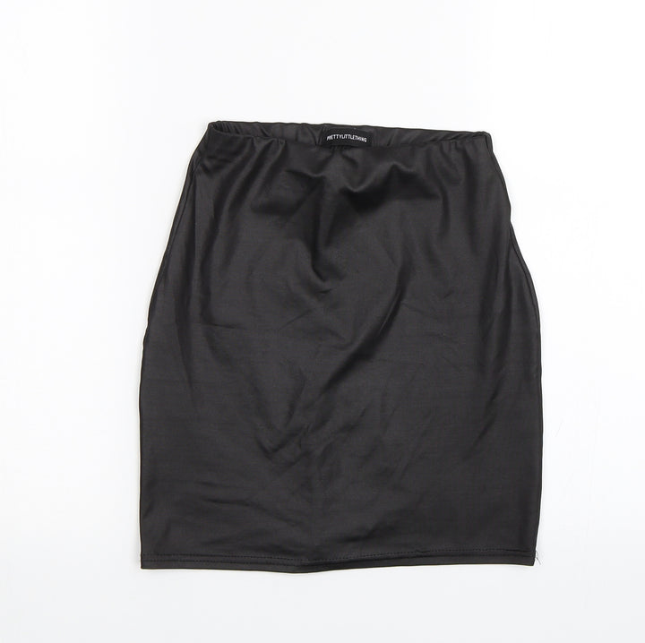 PRETTYLITTLETHING Womens Black   Mini Skirt Size 4
