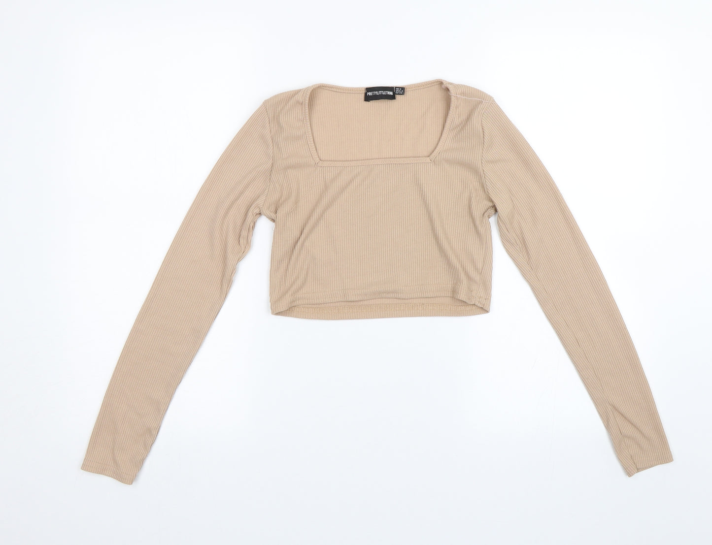 PRETTYLITTLETHING Womens Beige   Basic Blouse Size 6