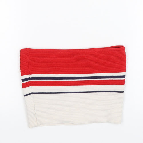 La Hearts Womens Red Striped  Cropped Blouse Size XS
