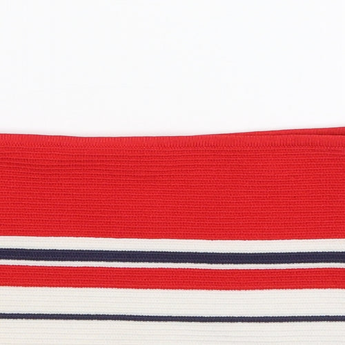 La Hearts Womens Red Striped  Cropped Blouse Size XS