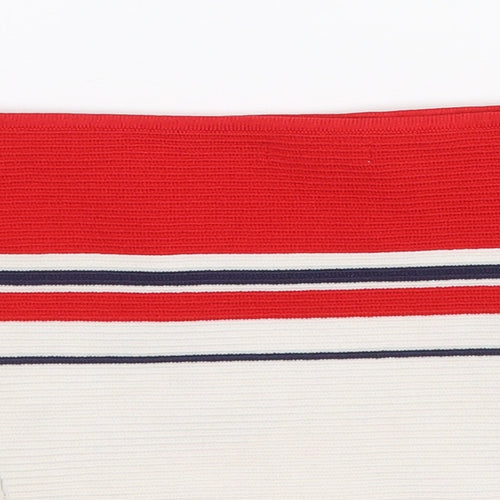 La Hearts Womens Red Striped  Cropped Blouse Size XS