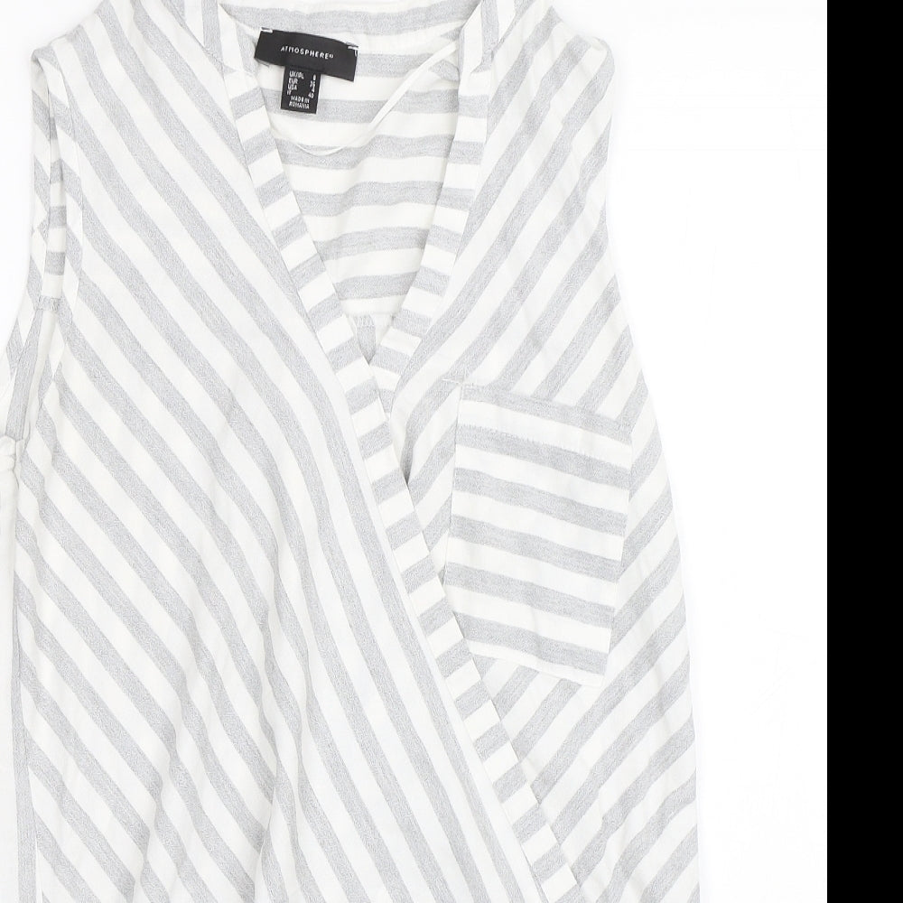 Atmosphere Womens Grey Striped  Basic Blouse Size 8
