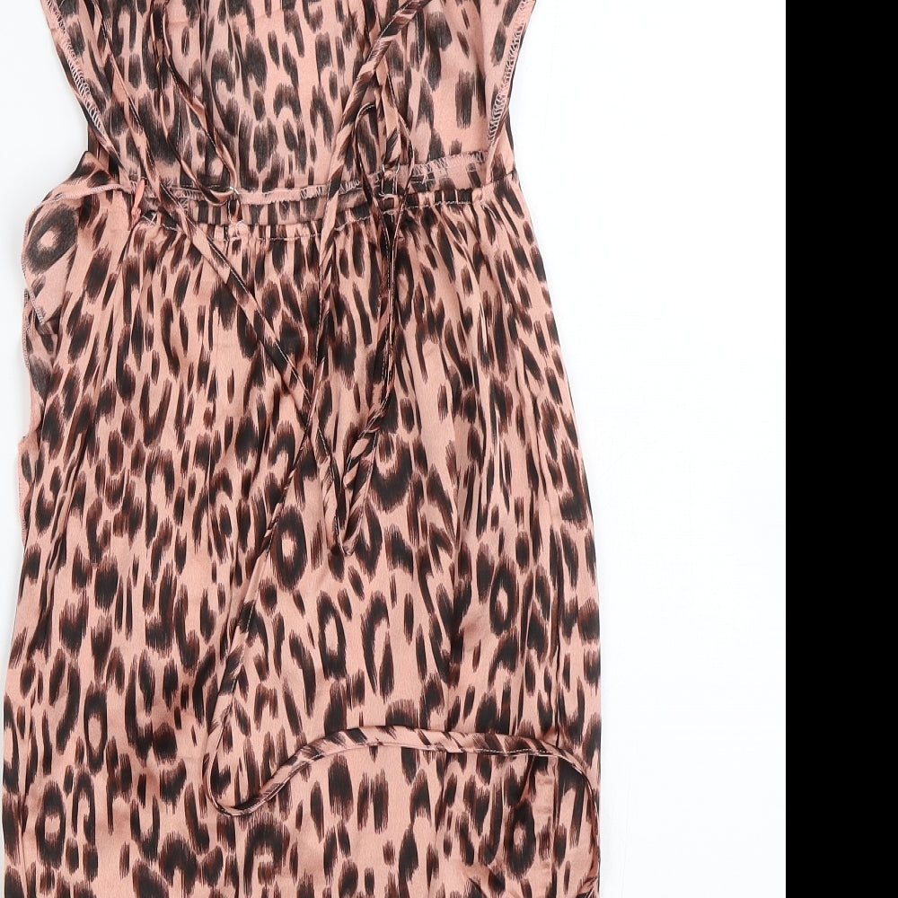 PRETTYLITTLETHING Womens Pink Animal Print  Mini  Size 4