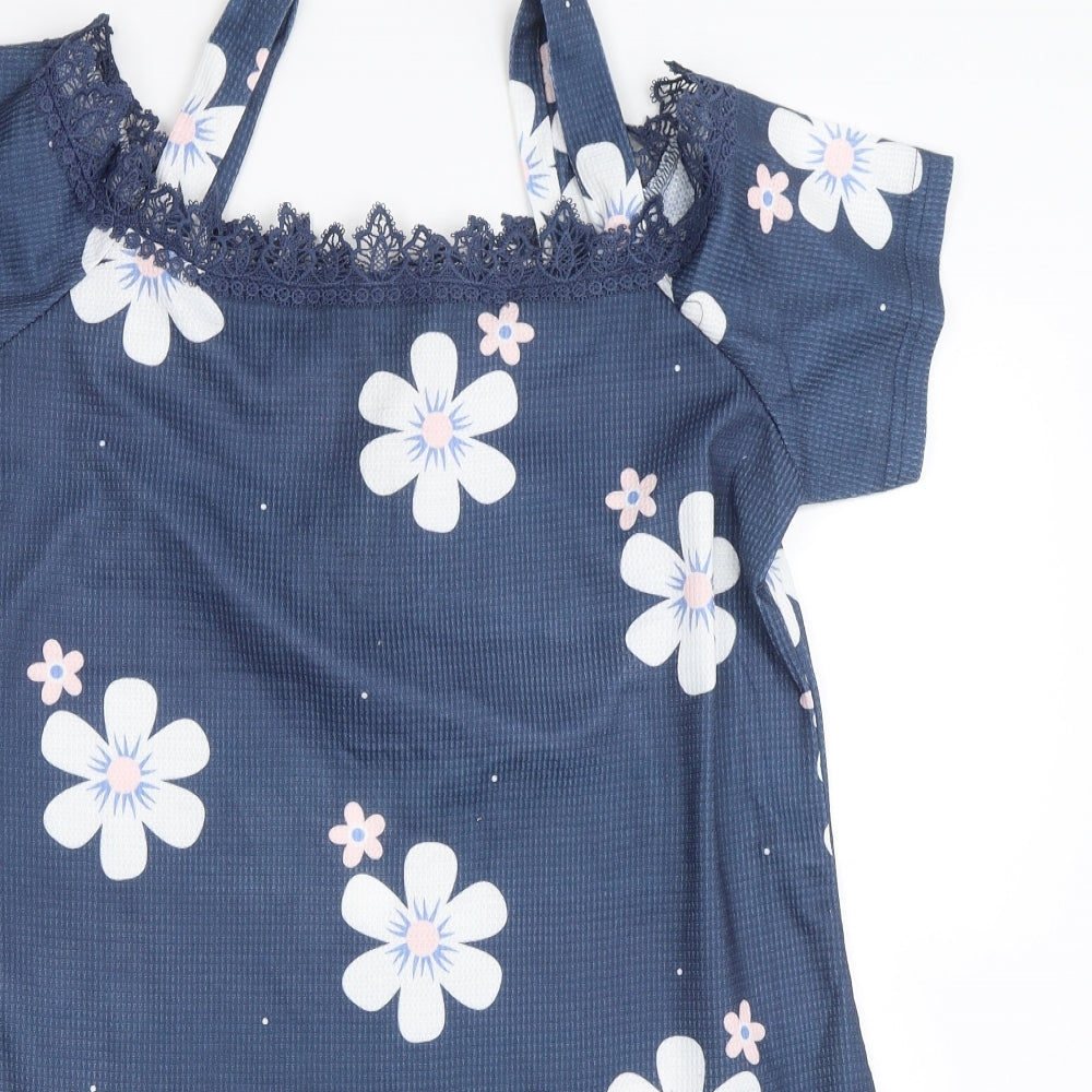 Preworn Womens Blue Floral  Shift  Size M
