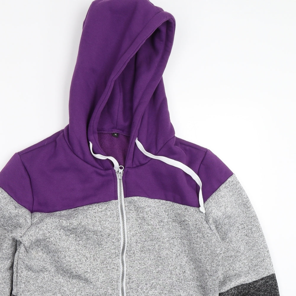 Preworn Womens Purple Striped  Full Zip Hoodie Size M
