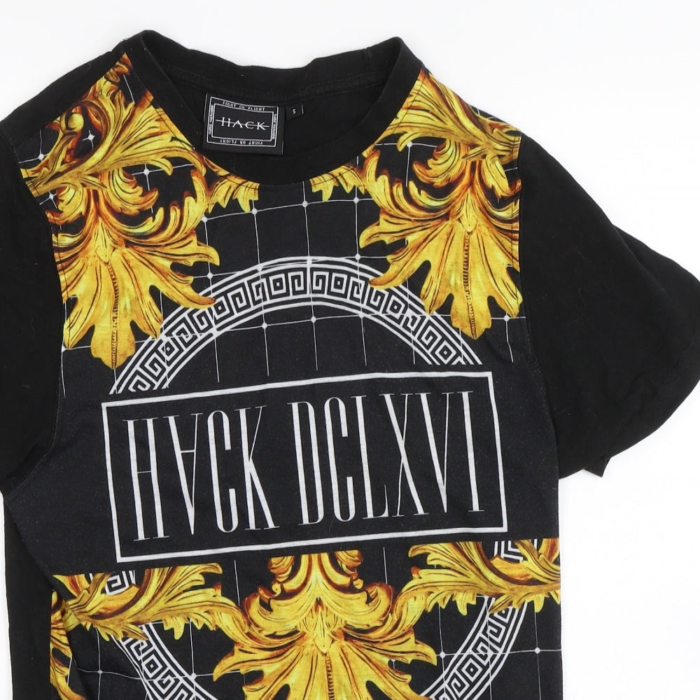 Hack Mens Black    T-Shirt Size S