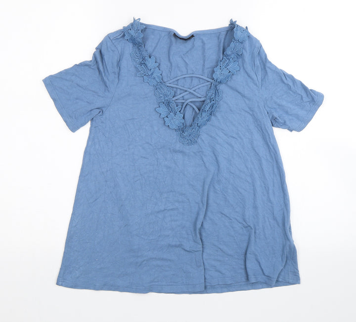 Topshop Womens Blue Basic Blouse Size 8