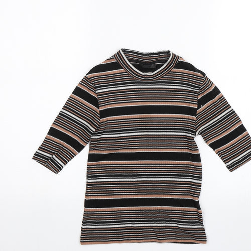 Topshop Womens Black Striped  Basic Blouse Size 8