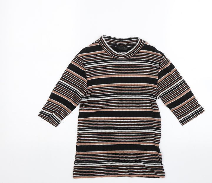 Topshop Womens Black Striped Basic Blouse Size 8