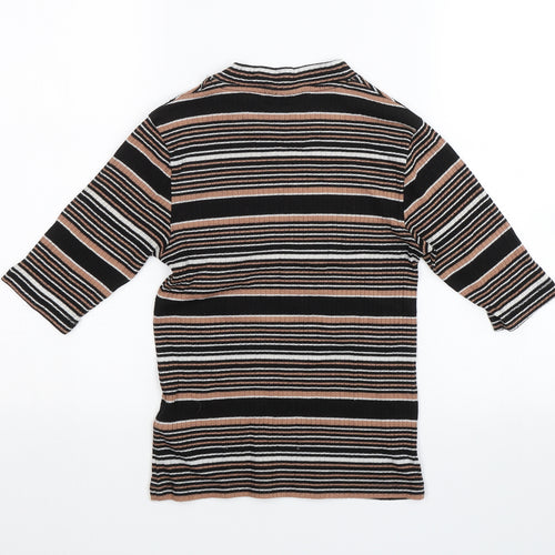 Topshop Womens Black Striped  Basic Blouse Size 8