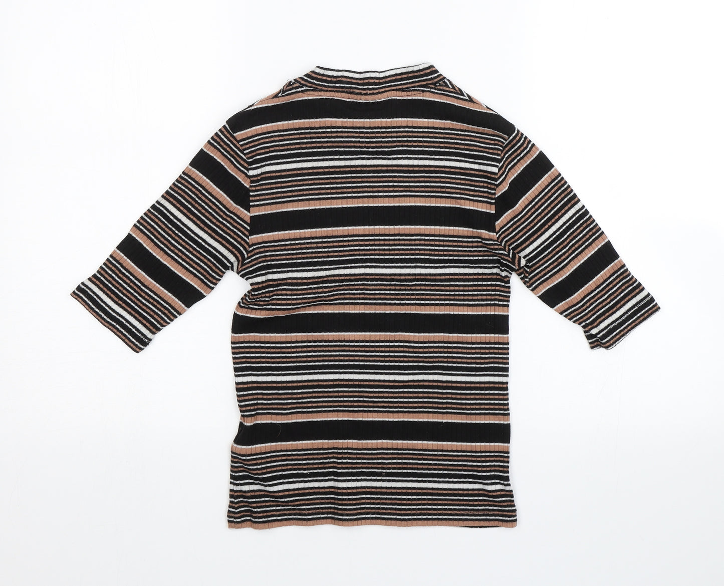 Topshop Womens Black Striped  Basic Blouse Size 8