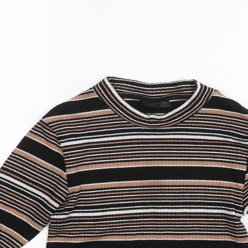 Topshop Womens Black Striped  Basic Blouse Size 8