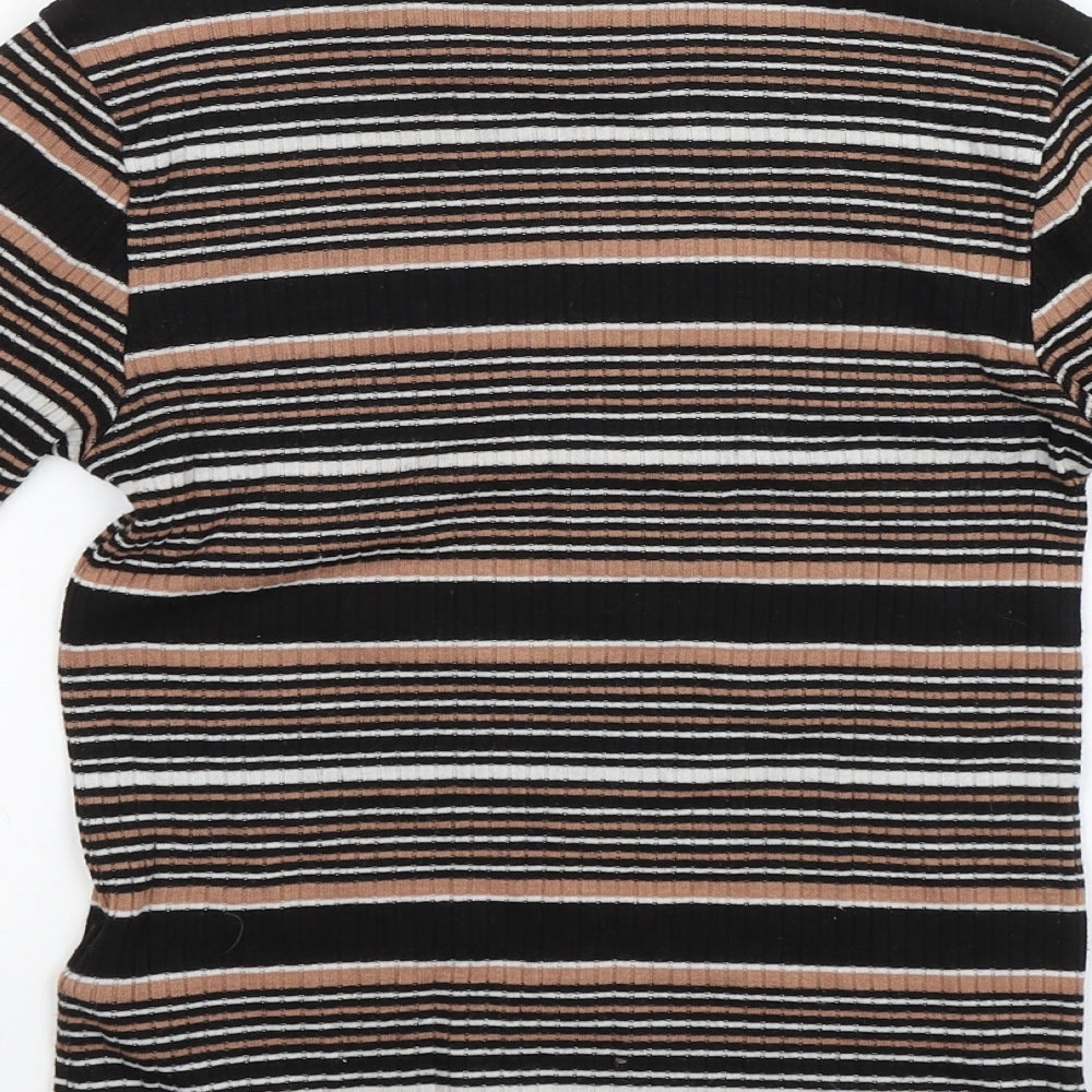 Topshop Womens Black Striped  Basic Blouse Size 8