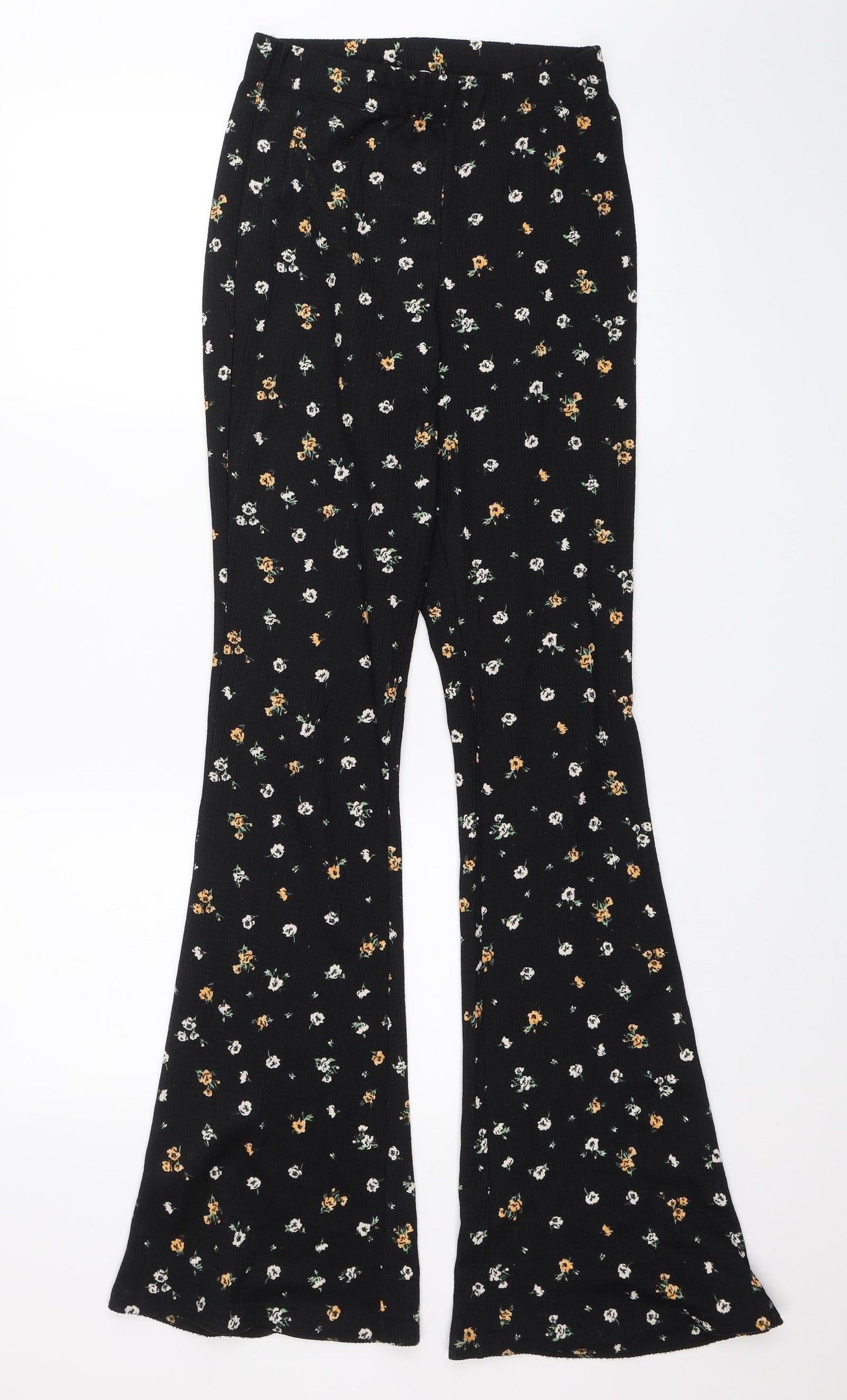 Topshop Womens Black Floral  Trousers  Size 8 L31 in