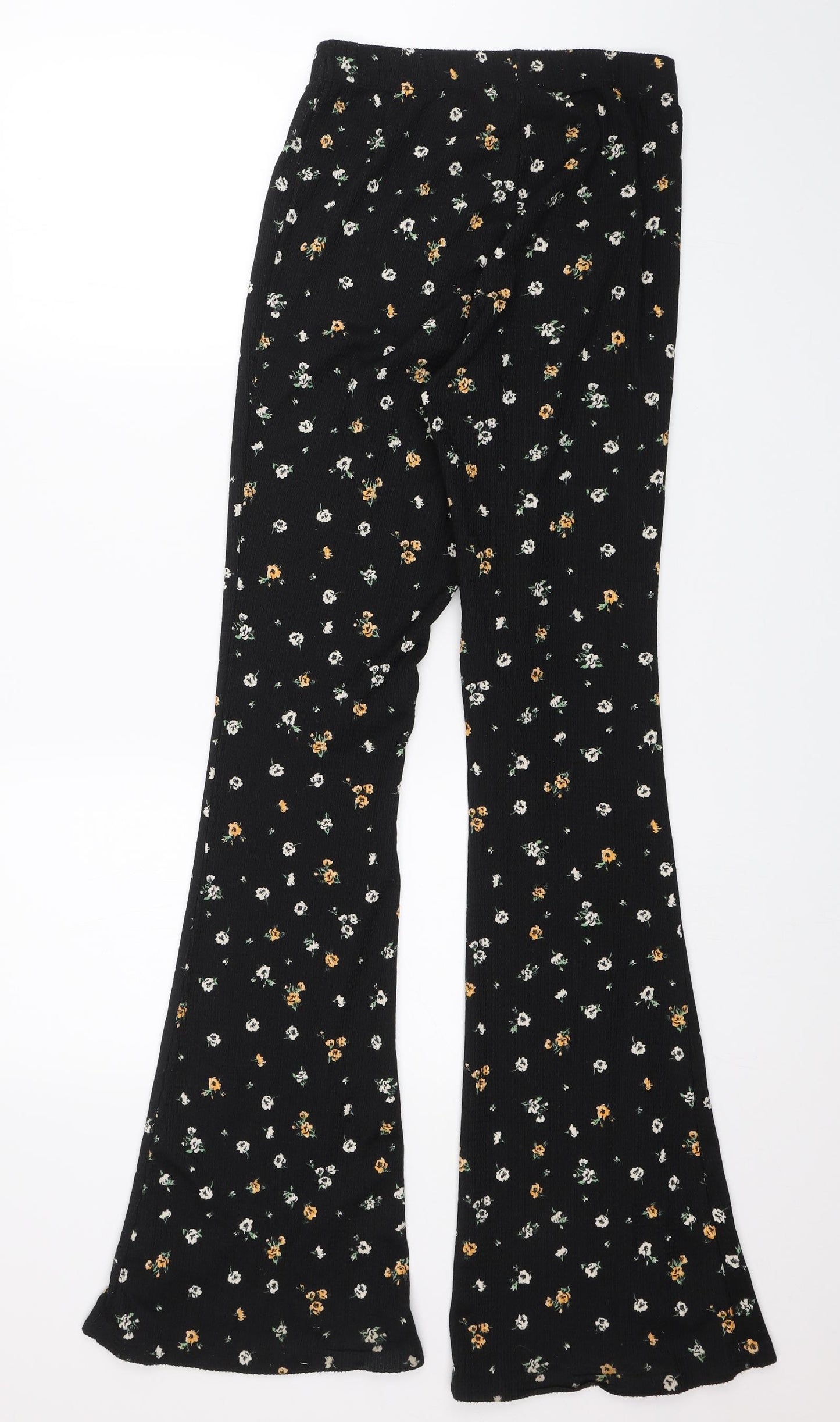 Topshop Womens Black Floral  Trousers  Size 8 L31 in