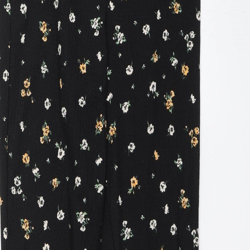 Topshop Womens Black Floral  Trousers  Size 8 L31 in