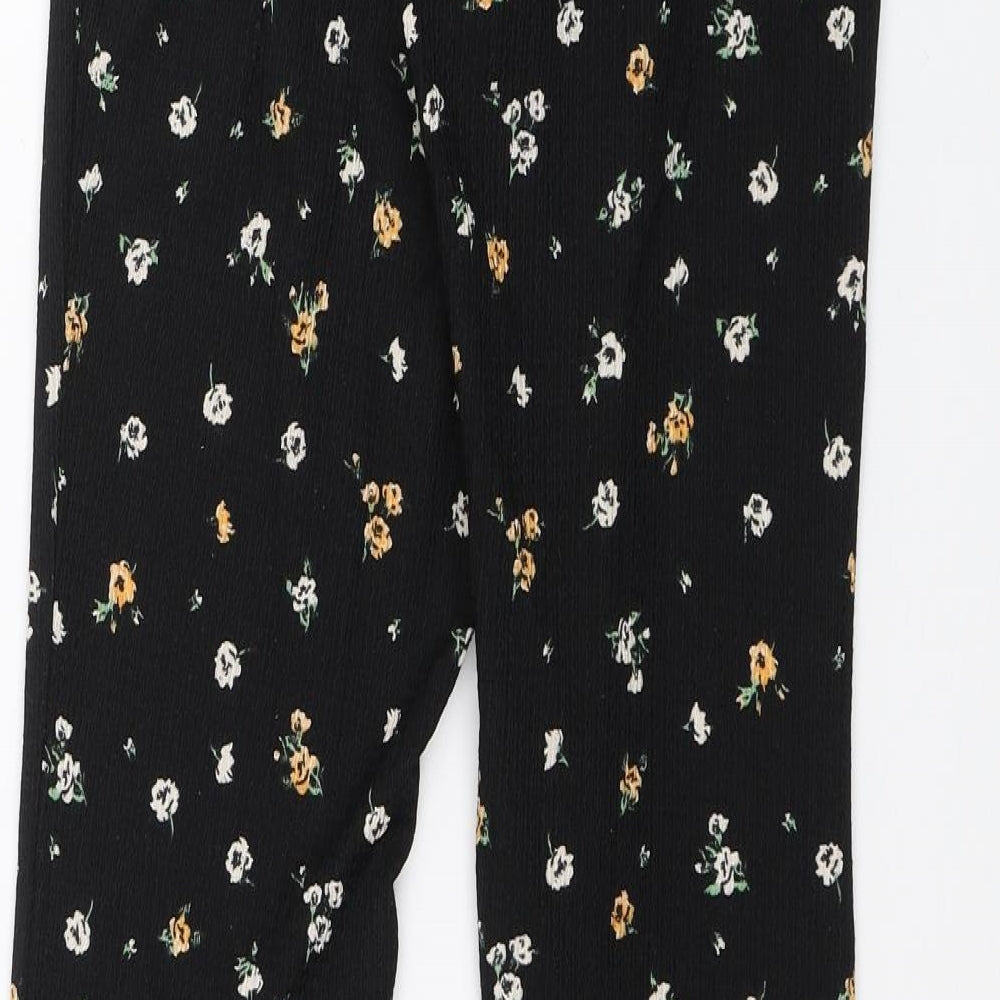 Topshop Womens Black Floral  Trousers  Size 8 L31 in