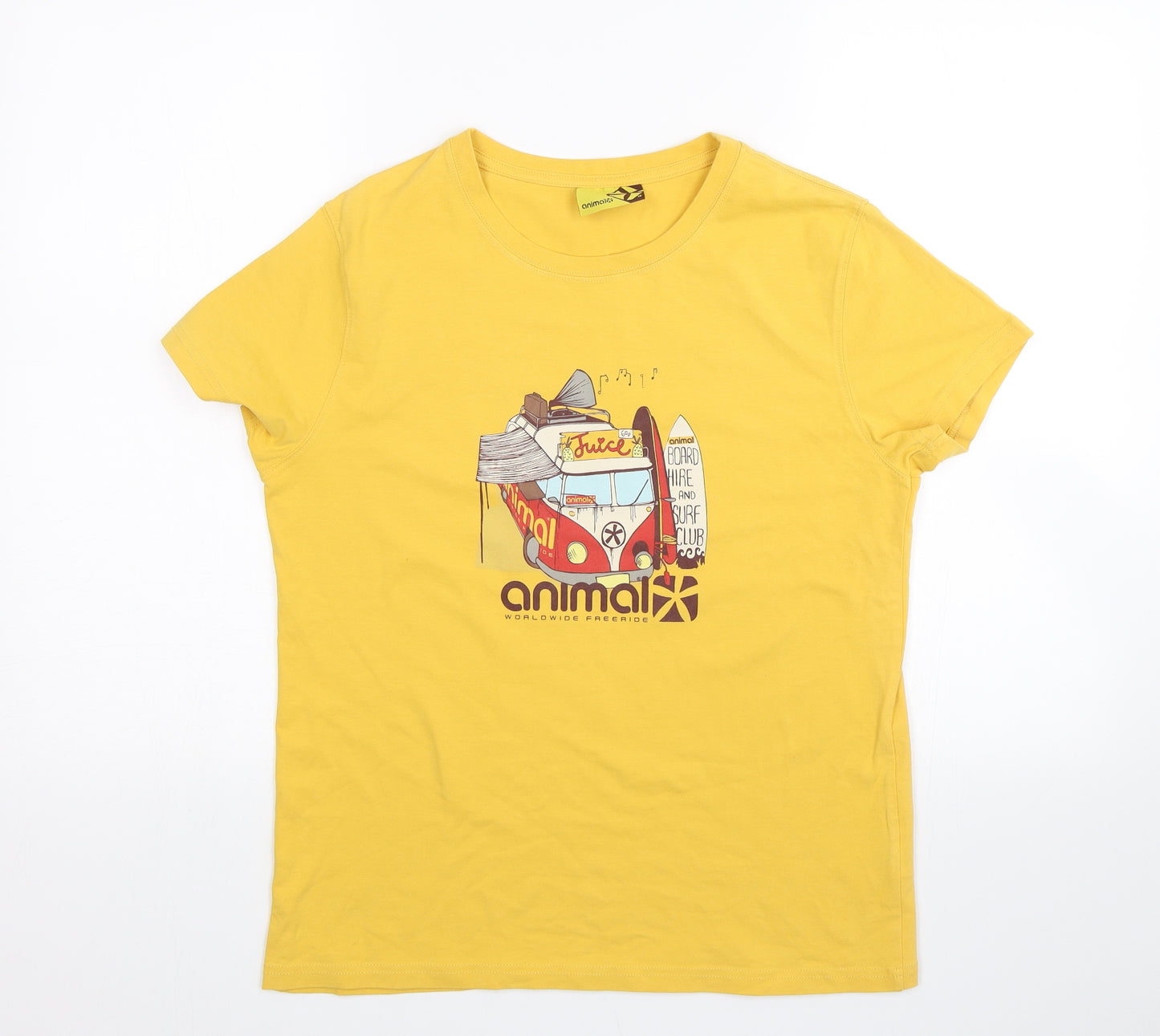 Animal Womens Yellow   Basic T-Shirt Size 16