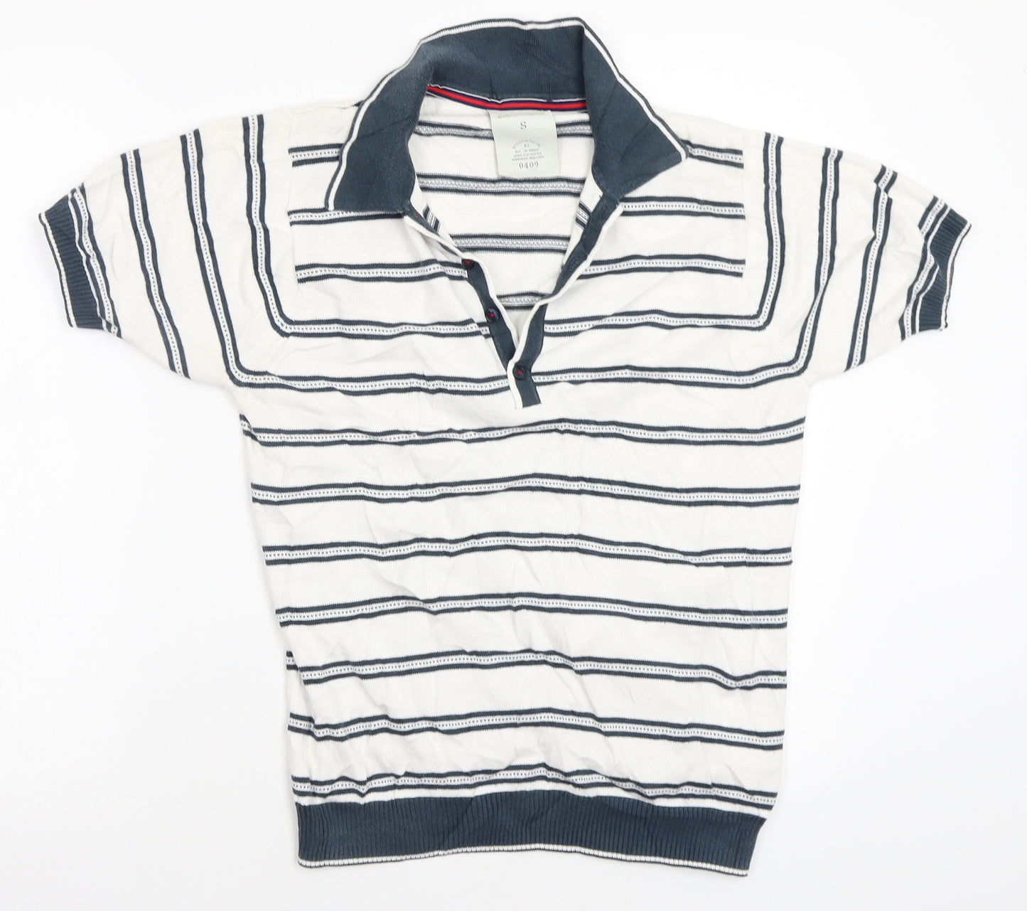 NEXT Mens White Striped   Polo Size S