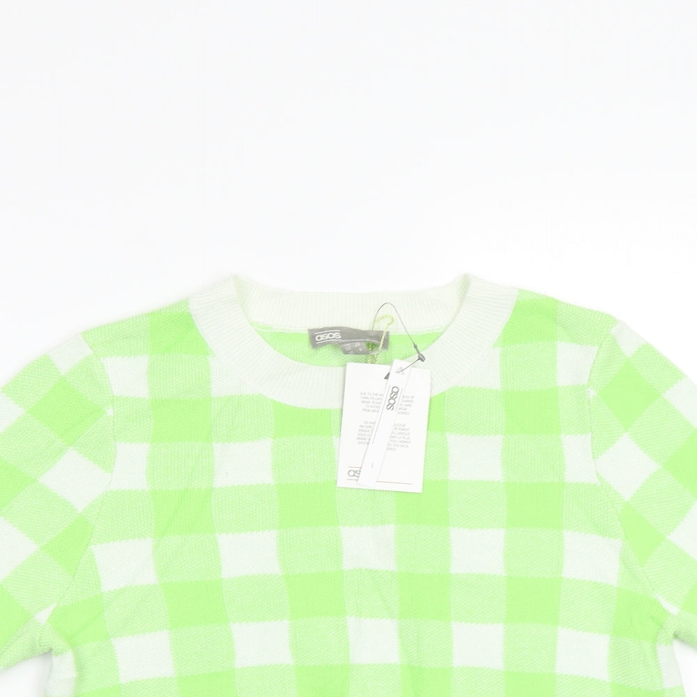 ASOS Womens Green Check  Pullover Jumper Size 10