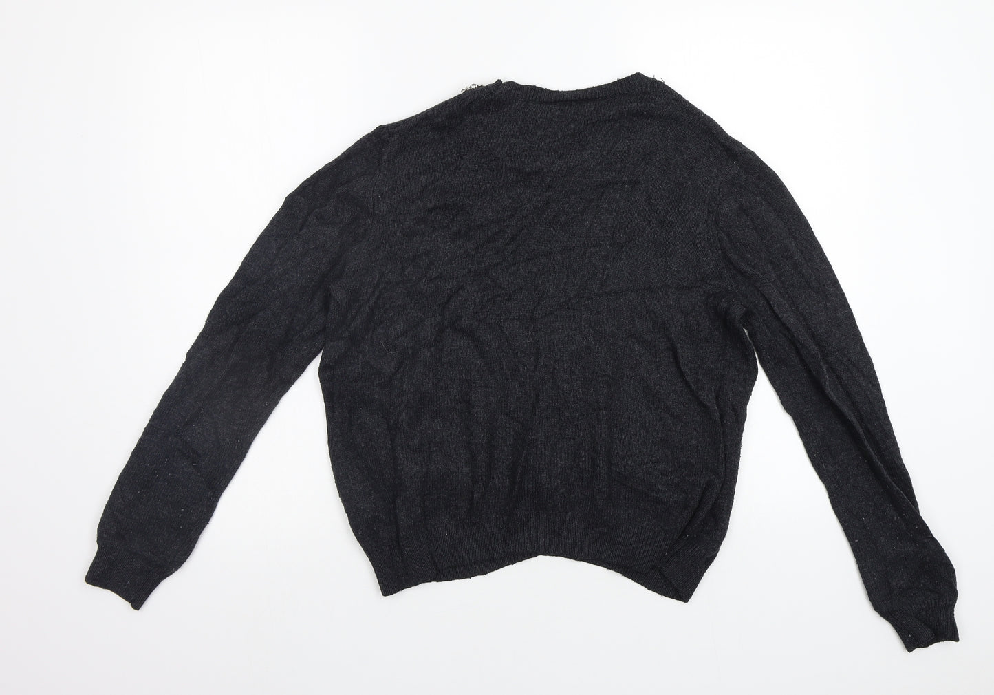 Topshop Womens Grey   Pullover Jumper Size 12  - Embelished Neckline