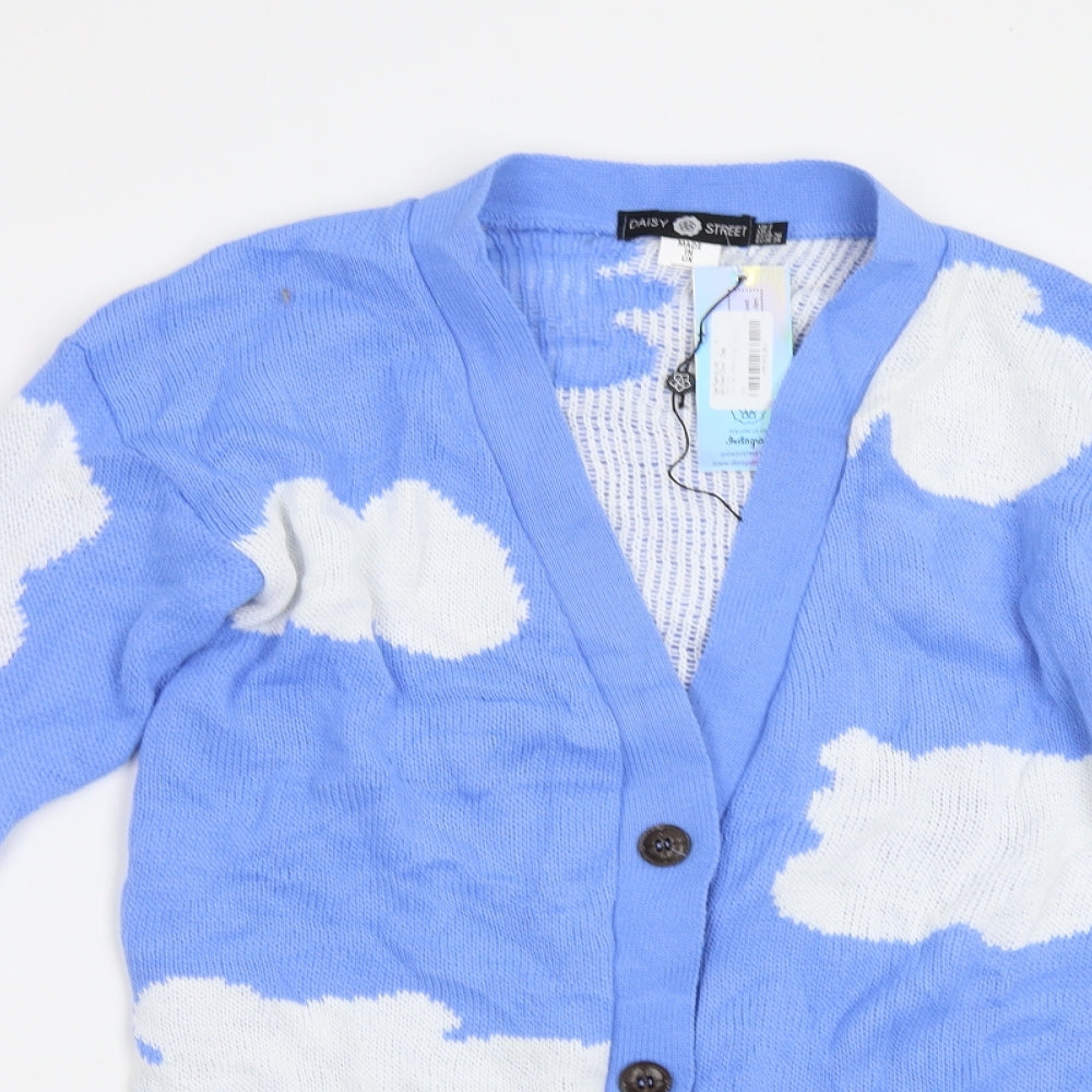 Daisy Street Womens Blue Geometric  Cardigan Jumper Size 8