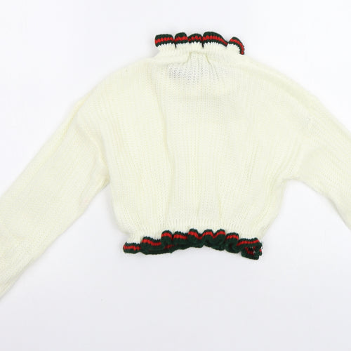 Paris Womens White Striped  Pullover Jumper Size S