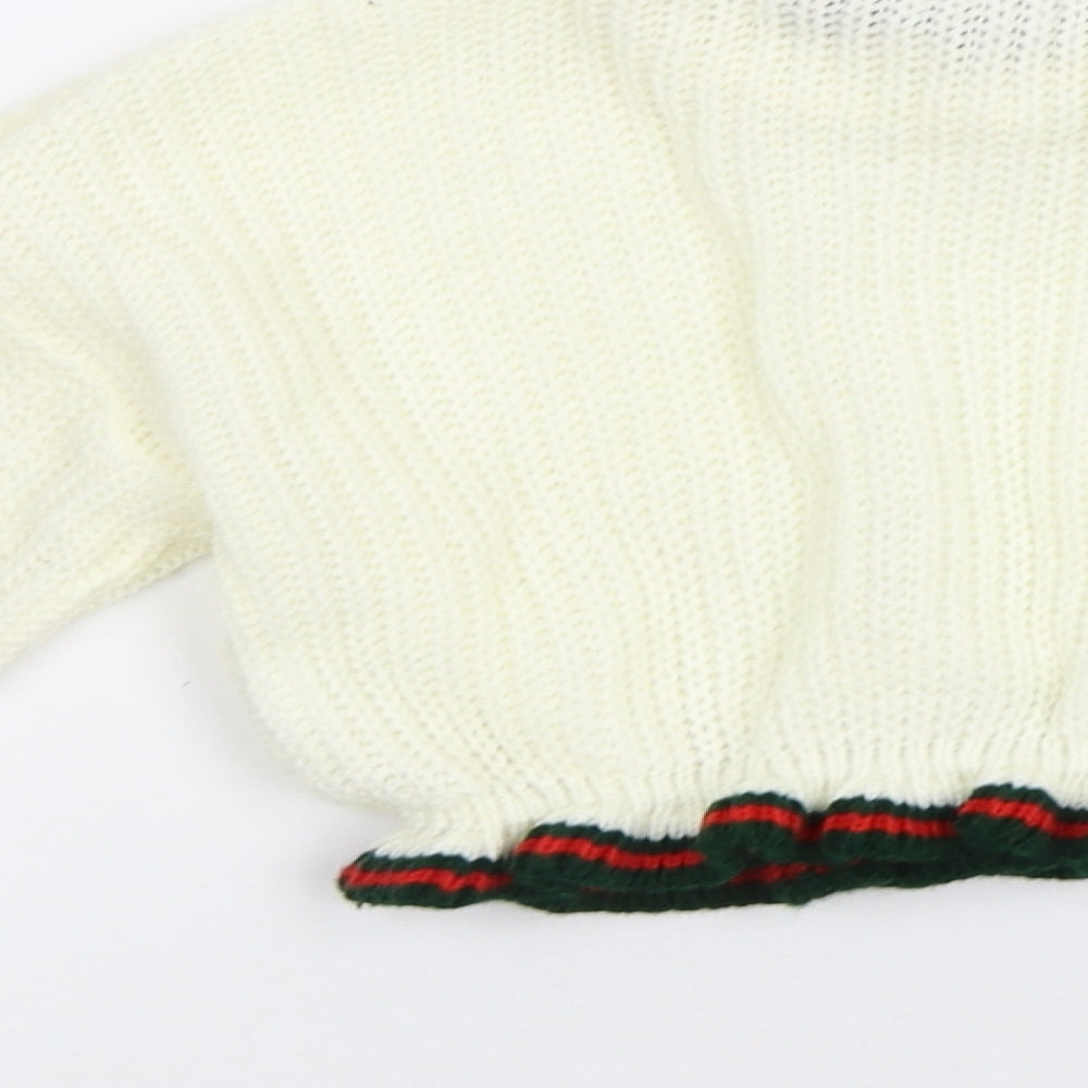 Paris Womens White Striped  Pullover Jumper Size S