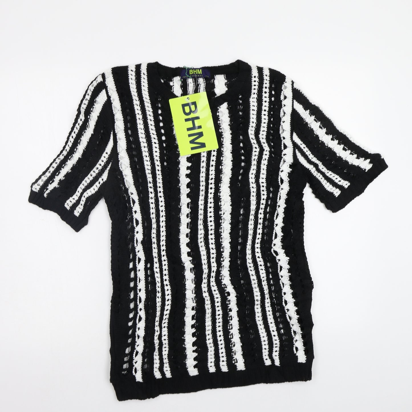 BHM Womens Black Striped  Pullover Jumper Size M