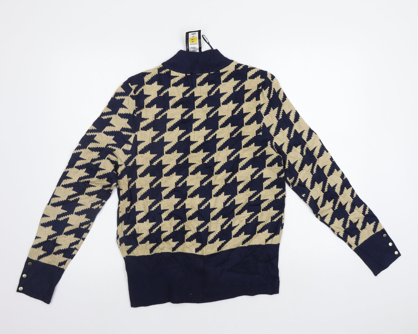 M&S Womens Blue Houndstooth  Pullover Jumper Size 16