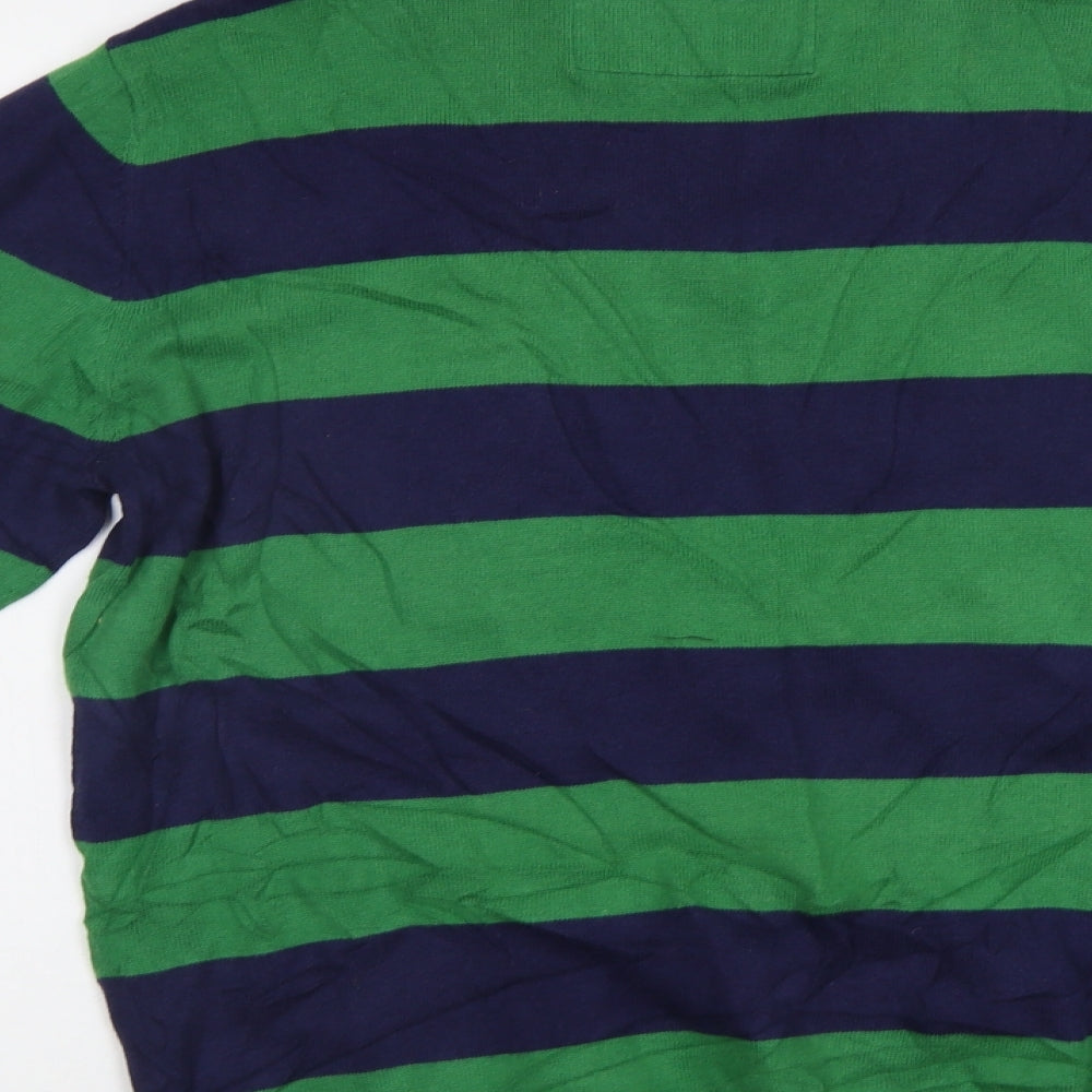 F&F Mens Green Striped  Pullover Jumper Size M