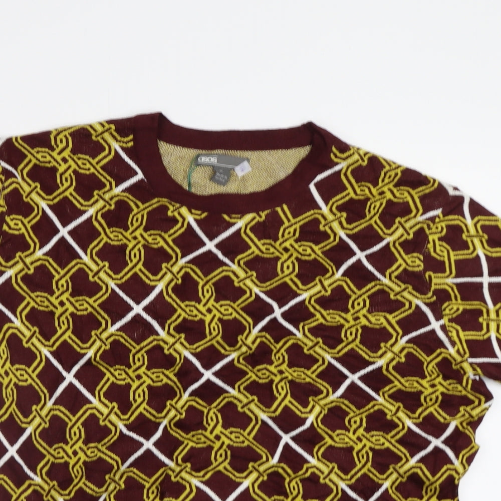 ASOS Womens Brown Geometric  Pullover Jumper Size M